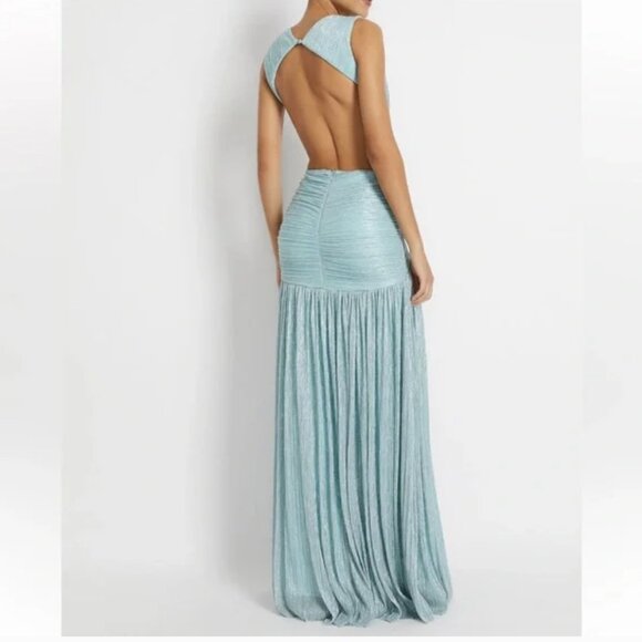 PatBO Womens Lurex Sleeveless Cutout Gown Maxi Dress Size 4 Sea Foam Sexy - Picture 5 of 16